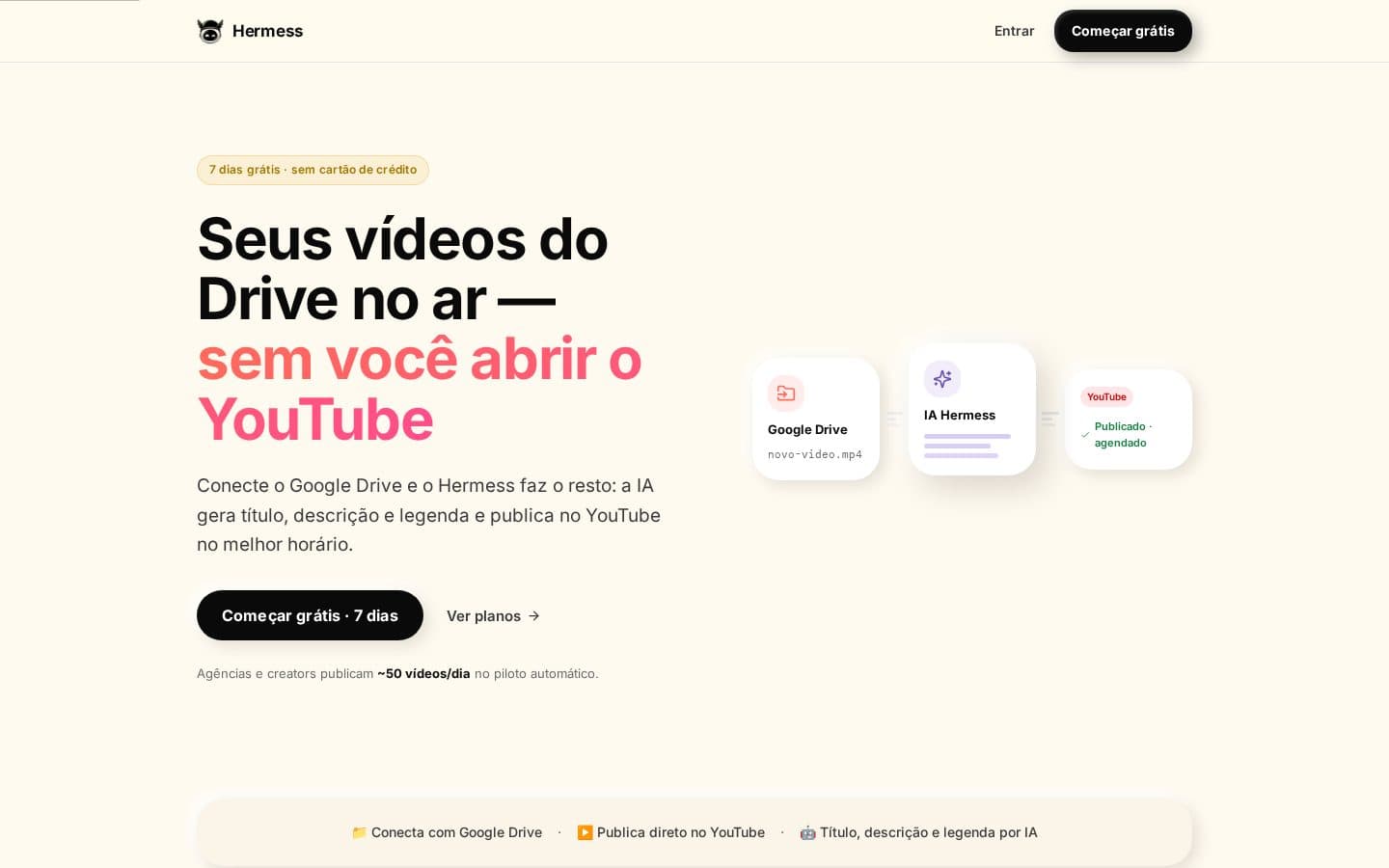 SaaS Hermess para automação de vídeo com IA