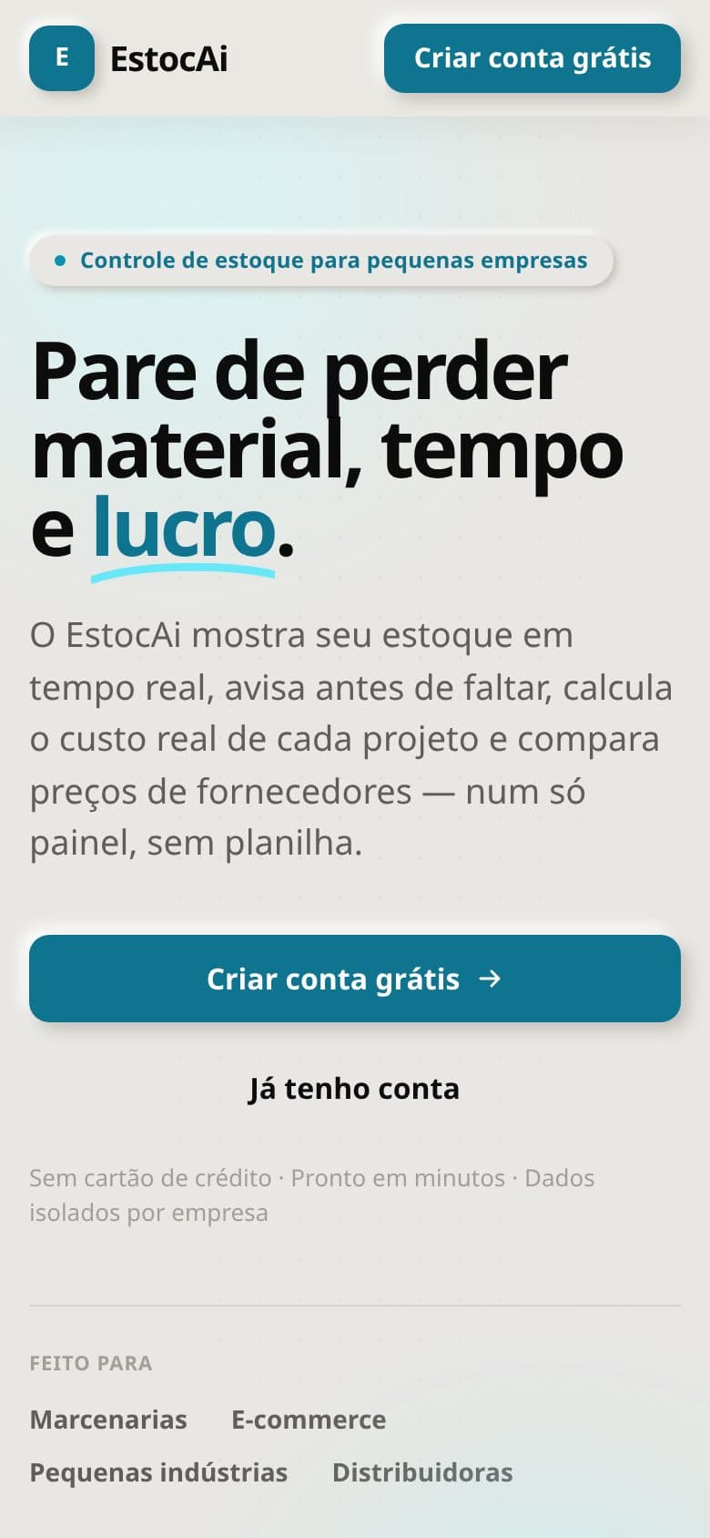 Demo do SaaS Estocai